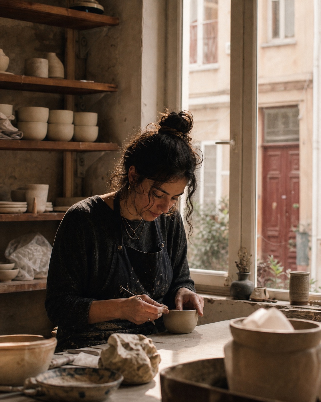 A local ceramic artist working in Istanbul